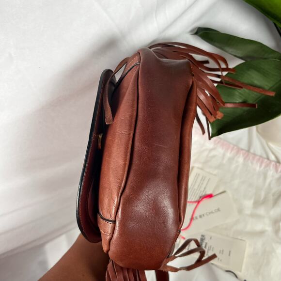 SEE BY CHLOE Brown Leather Fringe Crossbody Bag Gold Hardware - Picture 7 of 14